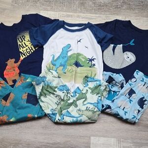 Carter's 3T Boys Pajama Pj Sets Short Sleeve Pants Fall Spring Sloth Bear Dino